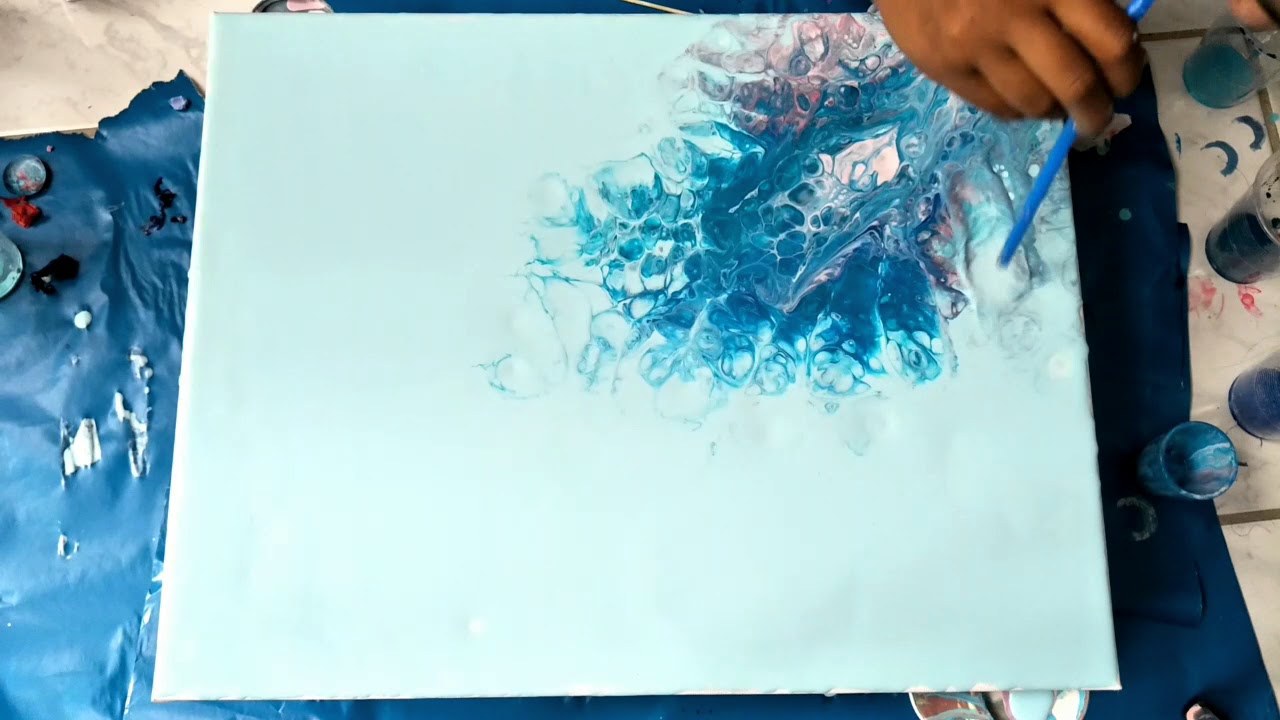 🌸🌙negative space acrylic pour - PAINT WITH ME🌙🌸 - YouTube