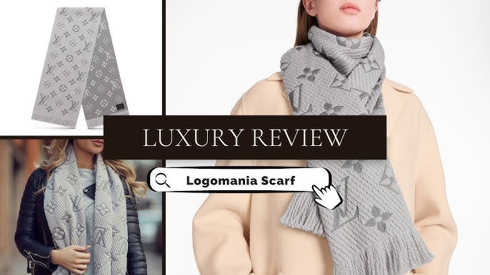 Louis Vuitton Pearl Grey Wool Silk Logomania Scarf Louis Vuitton