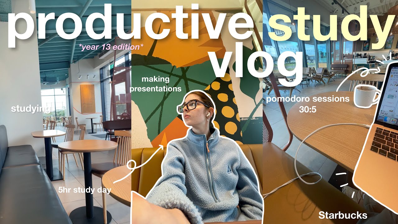STUDY VLOG: 5hr study day, study motivation, cafe study, & waking up at 7am