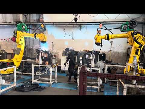 Mahajan Automation Mig Welding cell with Fanuc robots - video from Mahajan Automation