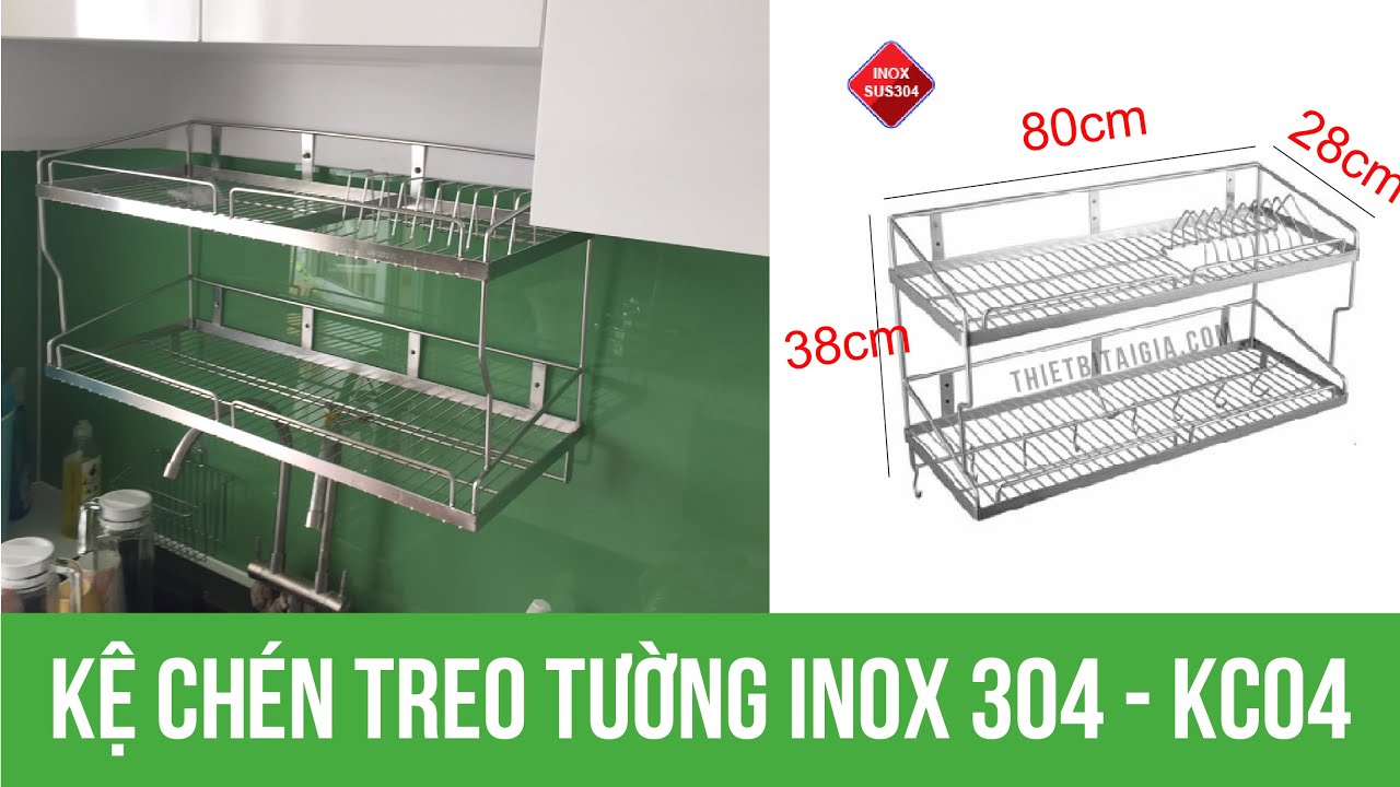 Kệ chén inox 2 tầng treo tường treo tủ bếp tại Thủ Đức HCM - YouTube