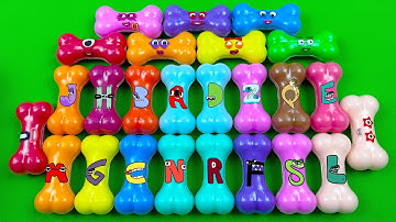 Numberblocks –  Opening Alphablocks🌈 Slime with Mini Bones Colorful! Unboxing Surprise Slime ASMR