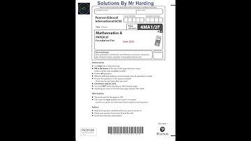 Edexcel - iGCSE - Mathematics A - June 2021 - Paper 2F - Solutions By Mr Harding