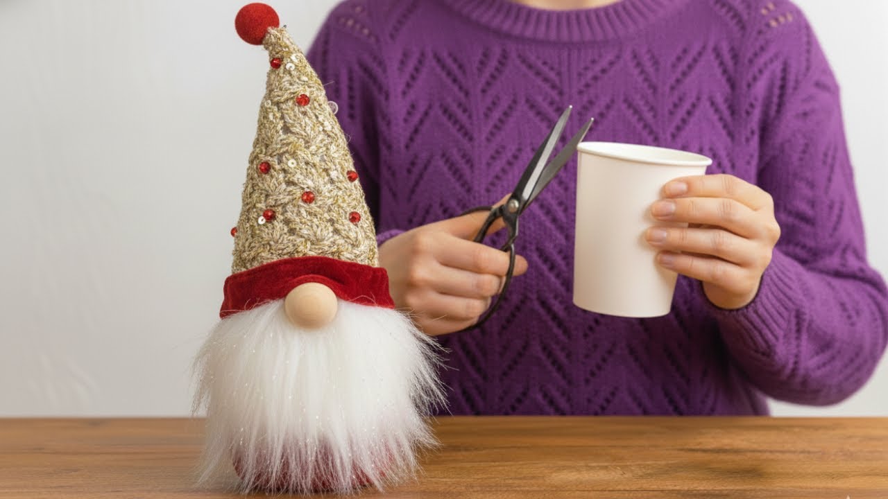 Easy DIY Christmas Gnome Gift 🎅 Paper Cup Craft That Holds Treats | Christmas crafts