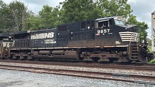 NS K76 with NS 9857 Dash 9 Throrobread Unit Trailing in Piscataway, NJ 7/29/26