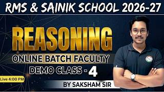 BRAHMOS 2.0 ONLINE BATCH REASONING DEMO CLASS -4 #sainikschool #rms #onlinebatch #newbatchrms