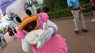Daisy Duck at Epcot Flower and Garden Festival March 6, 2024.  By the International Gateway Entrance