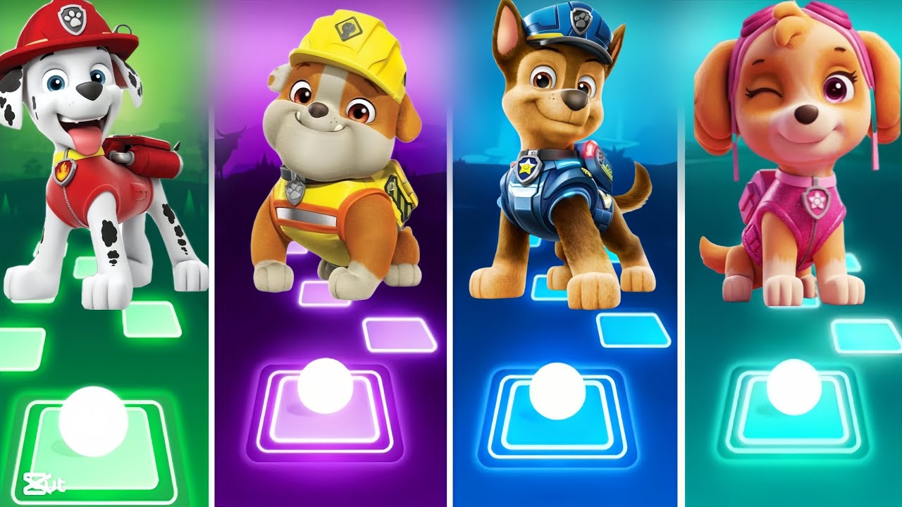 Marshall 🆚 Rubble 🆚 Chase 🆚 Skye 🆚 Paw Patrol - Tiles Hop Edm Rush
