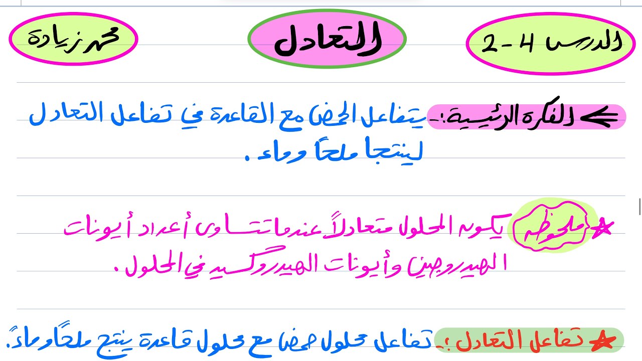 التعادل كيمياء ثالث ثانوي 1445