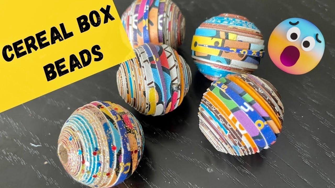 ♻️ Big round paper beads | Cereal box beads #roundpaperbeads#cerealboxbead
