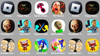 Roblox,Poppy Playtime Chapter 3,The Baby In Yellow,Mr Meat 2,Garten of Banban 7,Mayhem 2,Tom Hero...