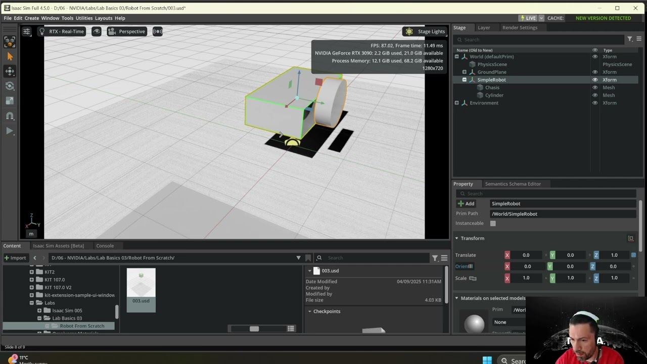Omniverse Basic Training 03 (Isaac SIM - Robot from Scratch - Lidar Sensor to ROS2)