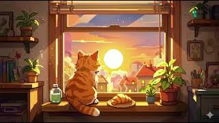 Sunset Window Dreams 🌅🐱 | Cozy Lo-Fi Beats to Study, Relax & Unwind