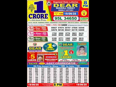 Nagaland Lottery Result Today 8pm 19 09 2025 Morning Nagaland Night