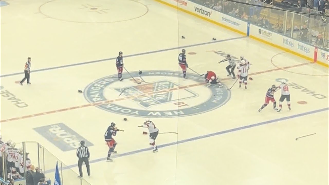 Rangers vs Devils - Line Brawl - 4/03/24-Section 414 - YouTube