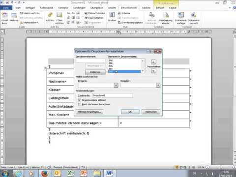 Formular Mit Microsoft Word Erstellen Youtube