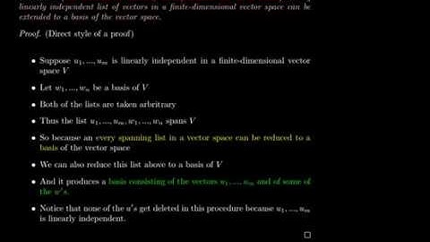 BEAUTIFUL THEOREM (On extend of linearly independent list to a basis)