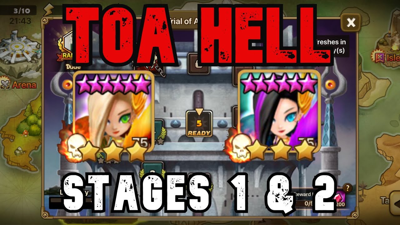 SUMMONERS WAR / TOA HELL STAGES 1 & 2 SEARA AND GIANA FEBRUARY 2021
