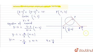 If the area of the triangle formed by the positive x-axis, the normal and the tangent to the cir...