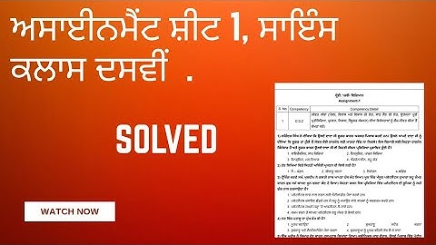 Assignment 1Science Class 10 Punjabi medium.Solved MCQ. ( CEP Worksheet 1).