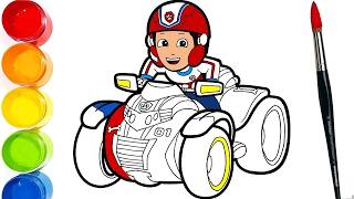 PAW PATROL Ryder and His ATV Quad Bike Drawing and Coloring Pages