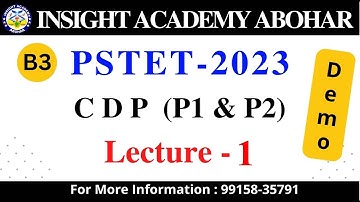 PSTET 2023 CDP | Demo Lecture 1 | For Paid Group | Insight Academy Abohar