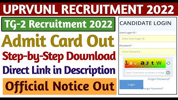 UPRVUNL TG 2 Admit Card 2022 | Uprvunl TG 2 Admit Card Out 2022 | UPRVUNL Admit Card 2022