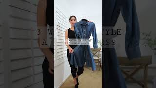 3 WAYS TO STYLE A DENIM DRESS | SUMMER FALL OUTFIT IDEAS 2022 #shorts screenshot 5