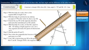 Construct a triangle given its base,base angle& difference of other two sides|Part4/4|English|Class9