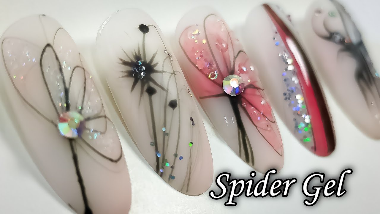Easy Nail Design Ideas Spider Gel//Nail ART Ideas//Glitter Nail Design