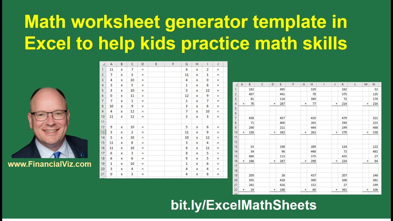 worksheet generator template Excel to kids practice math skills YouTube