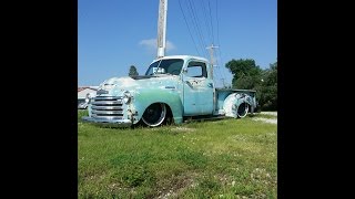 Stoner's Speed Shop 1949 Bagged Chevy Pickup donuts Patina burnout smoke show