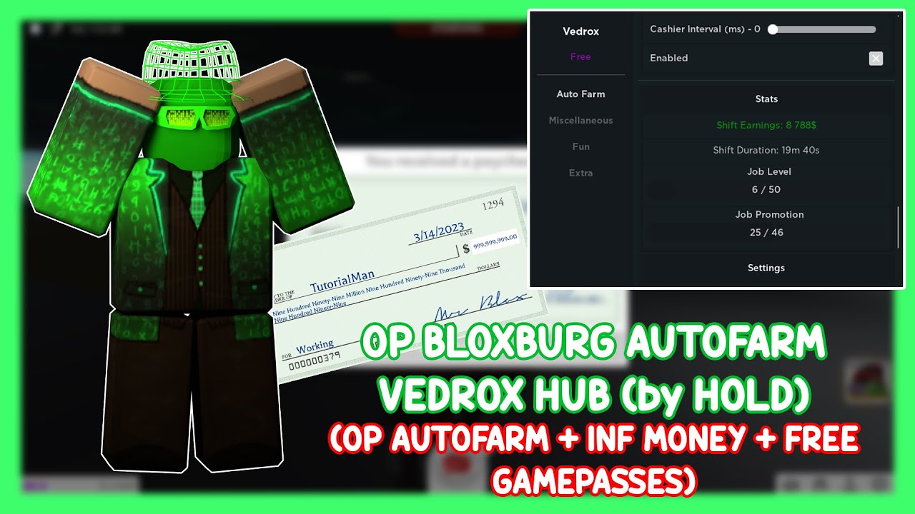 NEW] Roblox Bloxburg Script Hack / GUI, Auto Farm + Auto Build, Unlock  All