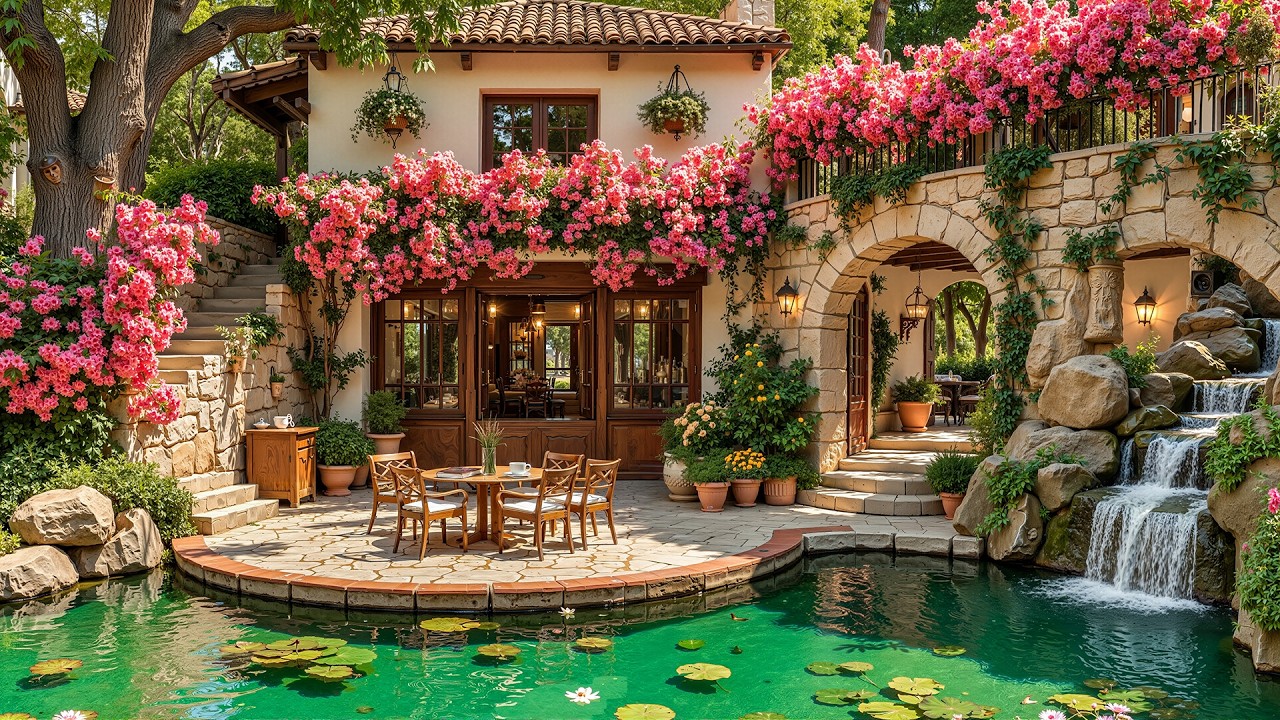 Dreamy Mediterranean Garden Jazz 🌺 Peaceful Spring Ambience for Study & Calm ~ Jazzy Music