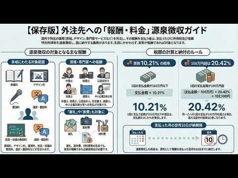 【源泉徴収｜外注報酬】報酬・料金等の源泉徴収事務／業務委託（令和８年度）※令和７年度から大きな変更なし
