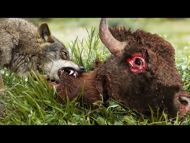 One Determined Wolf Can End a Bison's Life class=