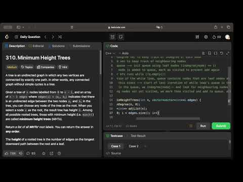 Leetcode 310 - Minimum Height Trees [23/4/24]