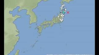 Japan Seismic Map - March 11/12 2011 - 25 quakes per frame/second