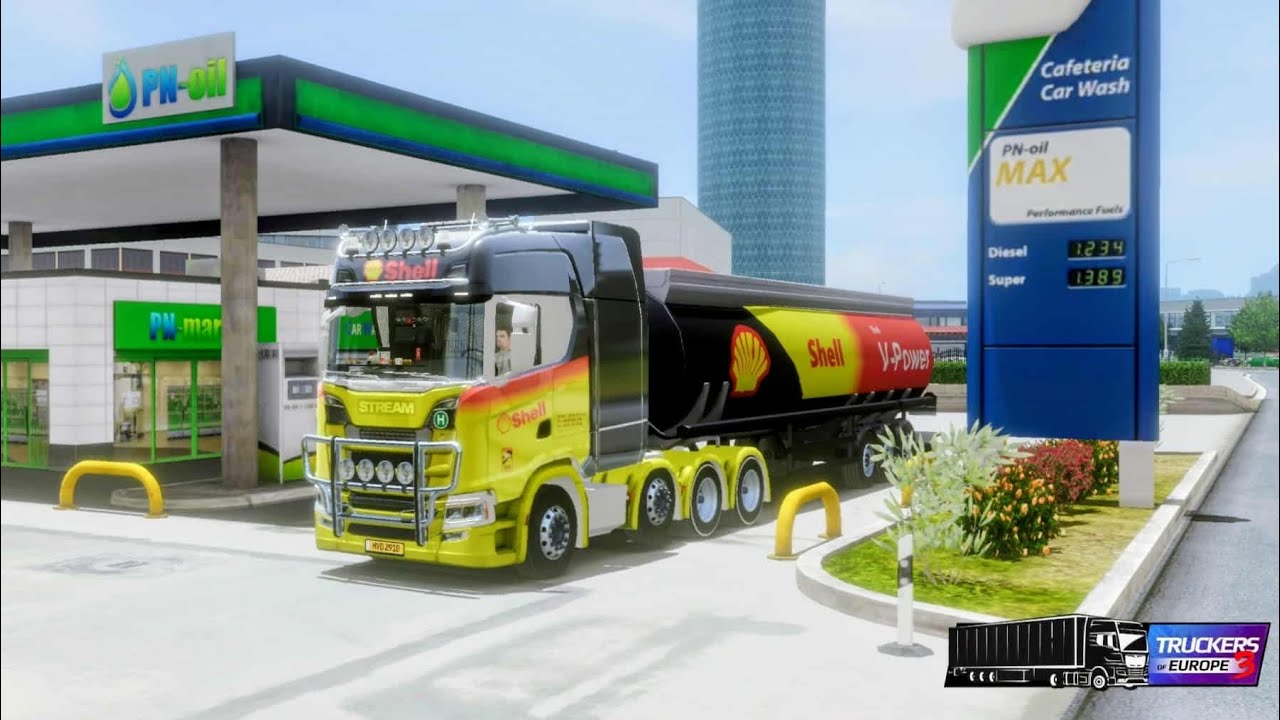 Shell Fuel Delivery Shell Fuel Tanker Delivery 🚛 | Scania Streamline | Trucker of Europe 3 ...