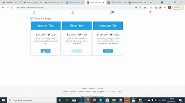 How does the user recharge his tokens from the admin token packages?