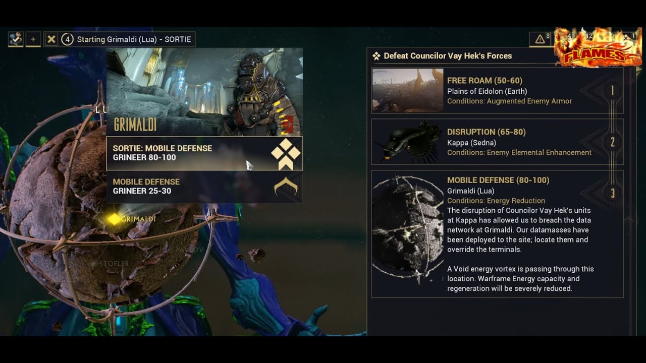 Warframe Grimaldi (Lua) Mission Mobile Defense level 80-100