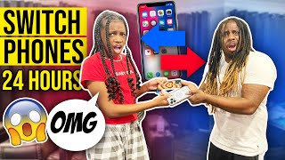 SWITCHING iPHONES  WITH MY TEENAGE DAUGHTER YAYA FOR  24 HOURS (GONE WRONG)