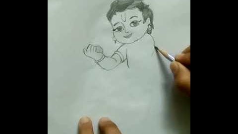 Little krishna eating Butter  Pencil Drawing@SRINRAMARTS