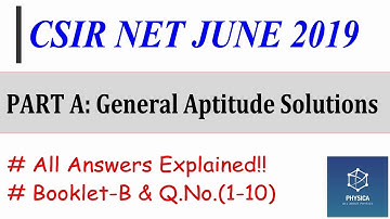 CSIR NET JUNE 2019 Solutions | General Aptitude (1-10) | Part-A | Complete Solutions | Explainations