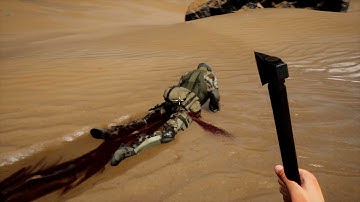 Derelicts WIP - Tests for blood trails from crawling enemies in the Desert biome - Unreal Engine