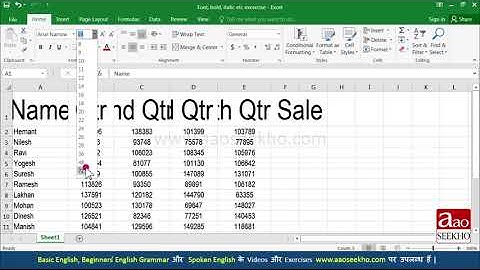 06 How to Change Font in MS Excel  Font Size   Color  How To Bold  Italic  Underline A Text In Excel