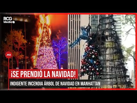 Indigente incendia árbol de navidad en Manhattan