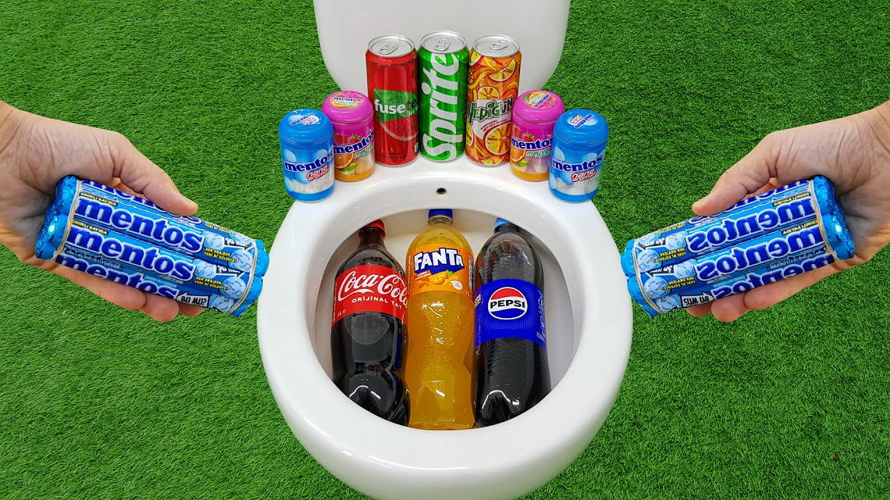 Big Pepsi, Fanta, Coca Cola VS Popular Sodas !!! Sprite, Yedigün, Fuse Tea and Mentos in the toilet