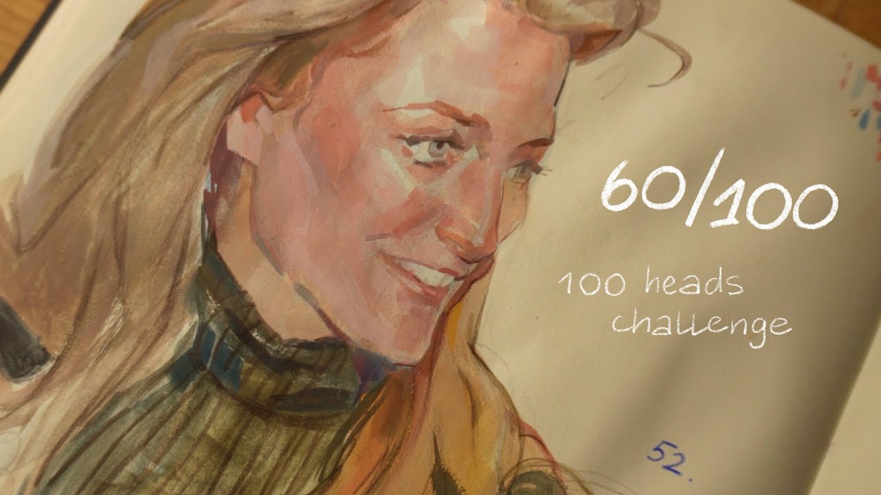 уже 60 портретов, обживаюсь в мастерской. 100 heads challenge