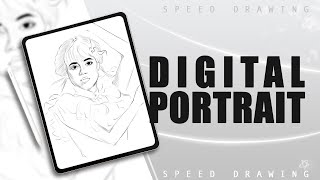 Jenna Ortega, Wednesday Addams Netflix - Part 1, sketch - Digital portrait speed drawing Jenna Ortega, Wednesday Addams Netflix - Part 1, sketch - Digital portrait speed drawing